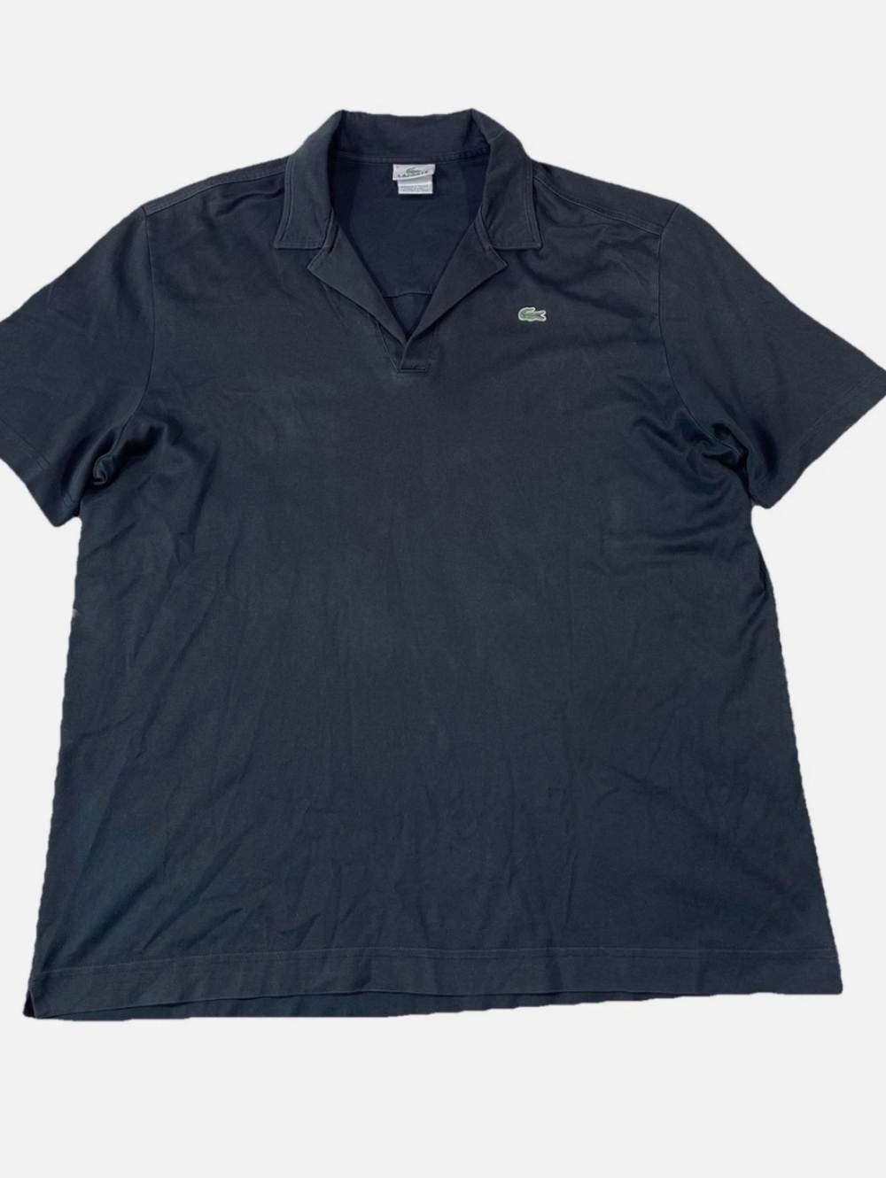 Lacoste Men's Black Short Sleeve Polo with Green Croc